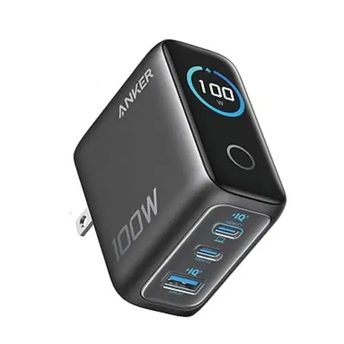 Anker Charger 100W 3 Ports Smart Display with Usb-C to Usb-C Cable 2-Pin (US)