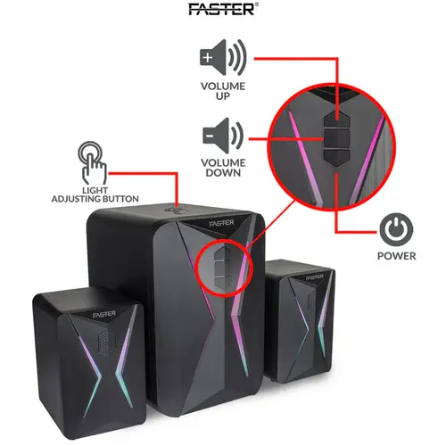 Faster Bluetooth Lighting Mini Gaming Speaker with Subwoofer (G1000) - Image 3