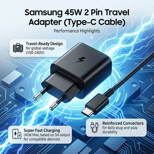 Samsung 45W 2 Pin Travel Adapter (Type-C Cable) - Image 3