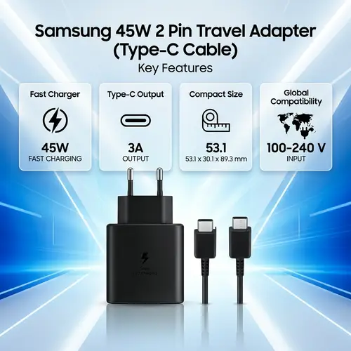 Samsung 45W 2 Pin Travel Adapter (Type-C Cable) - Image 2