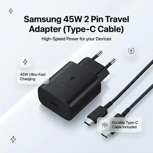 Samsung 45W 2 Pin Travel Adapter (Type-C Cable)