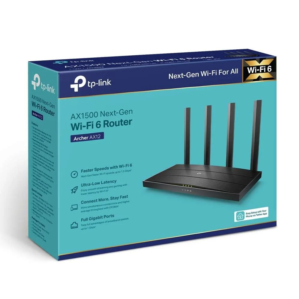 TP-Link Archer AX12 AX1500 Dual-Band Gigabit Wi-Fi 6 Router - Image 4