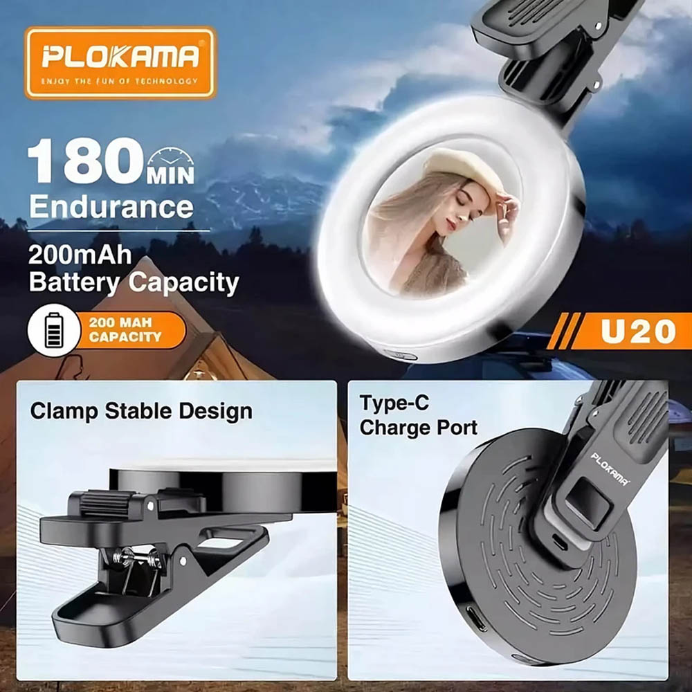 PLOKAMA U20 Mini Selfie Ring Light - Image 4